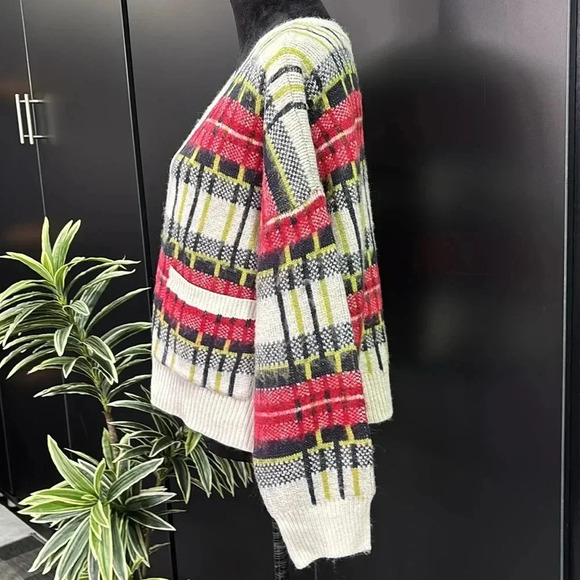 A.N.A. Knit Cardigan,V-neck,button-down,2 front pockets,plaid,warm,cozy,soft - Picture 4 of 10